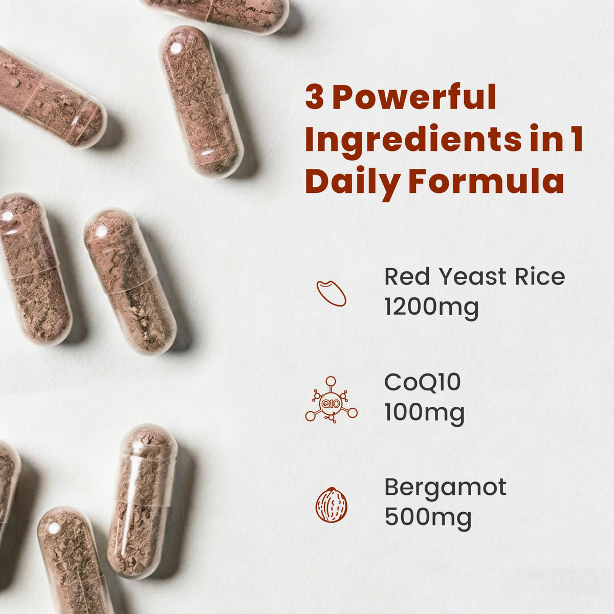 Red Yeast Rice CoQ10 Citrus Bergamot 60 Capsules U88755