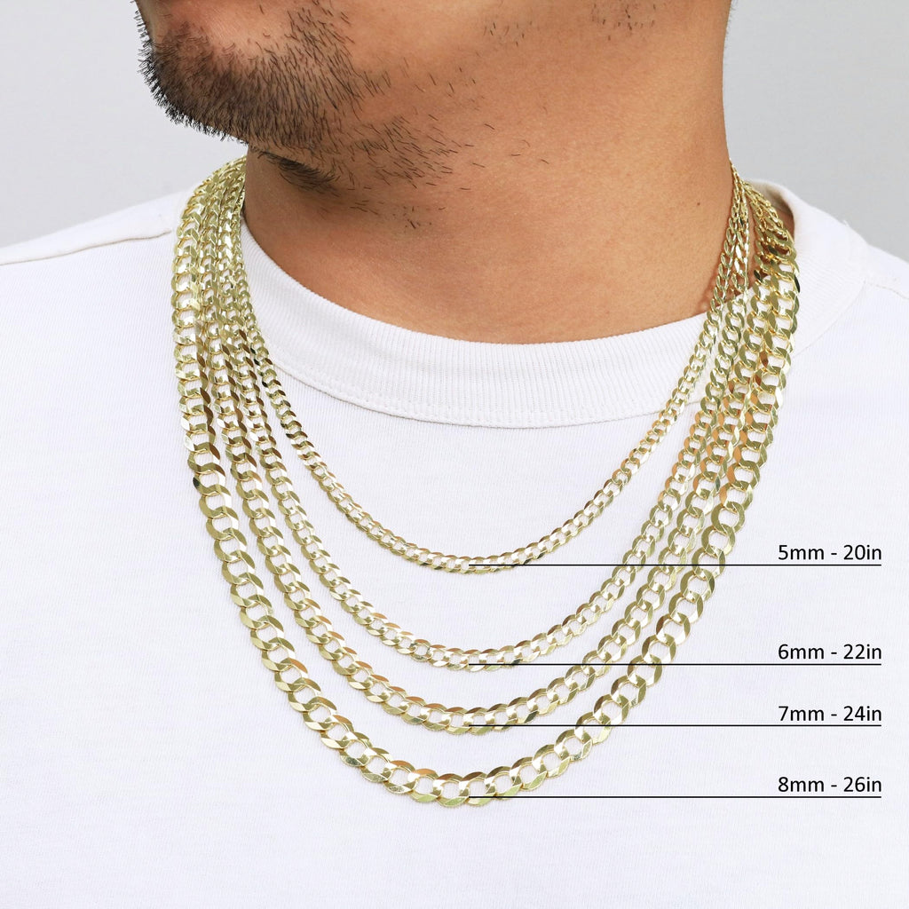 10K Yellow Gold Cuban Curb Link Chain Necklace V571371