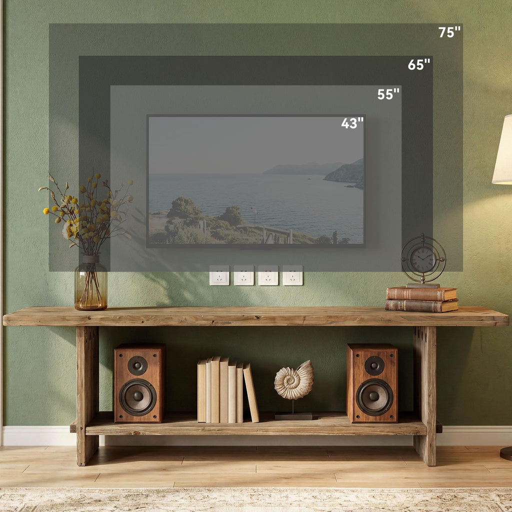 71" Solid Wood 2-Tier TV Stand L9126