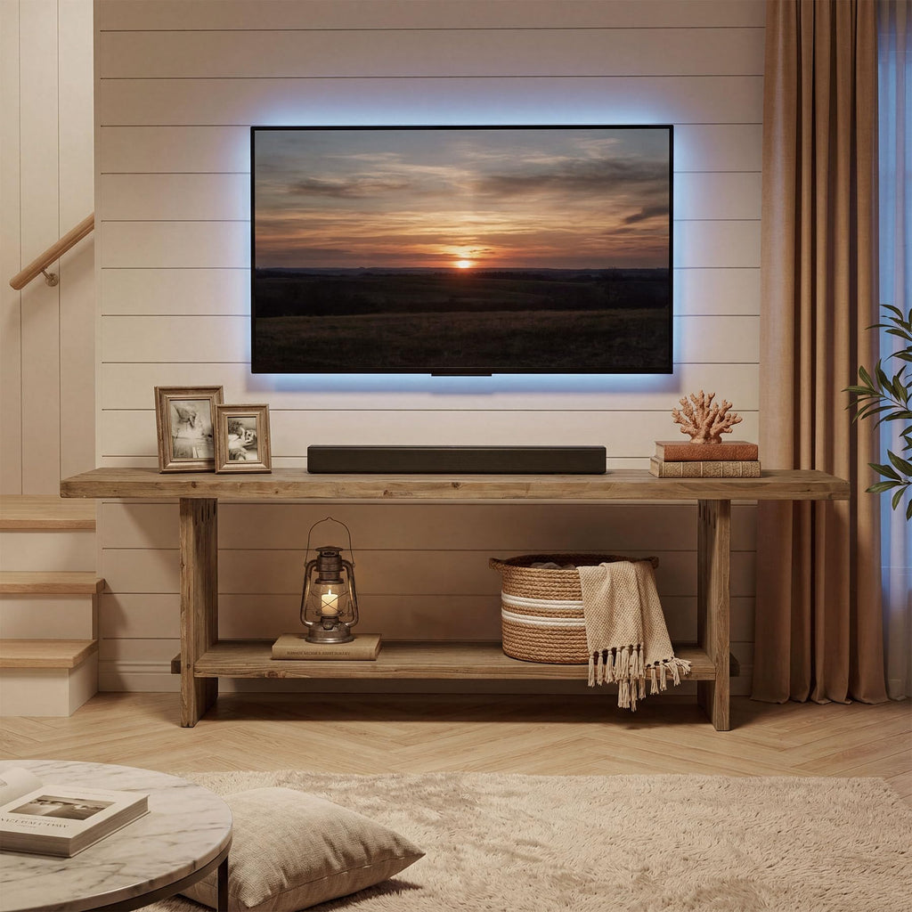 71" Solid Wood 2-Tier TV Stand L9126