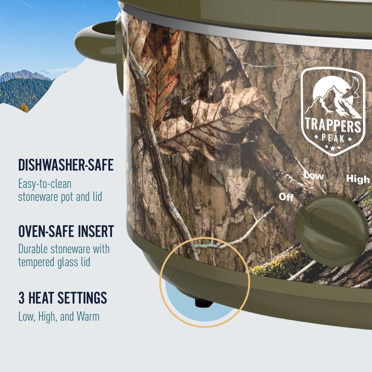 7 Quart Oval Slow Cooker Pot with Heat Settings P154