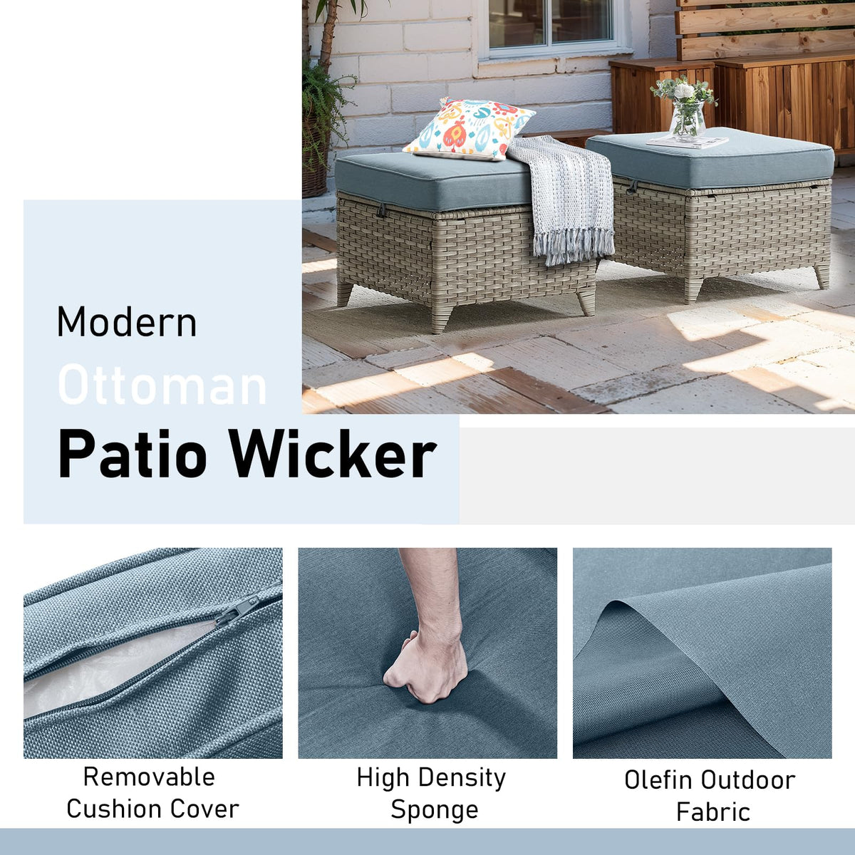 5 Piece Outdoor Swivel Rocker Chairs with Ottomans S736
