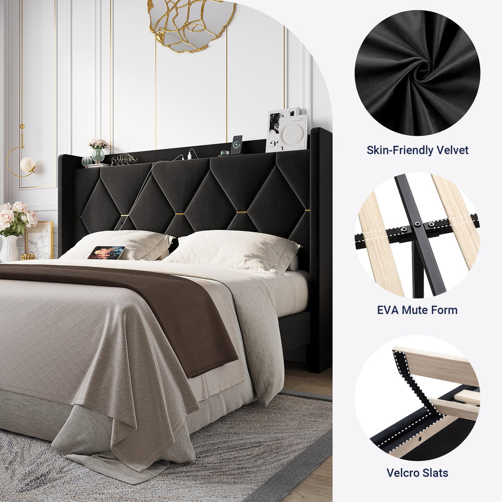 Queen Bed Frame with Storage Headboard M78602