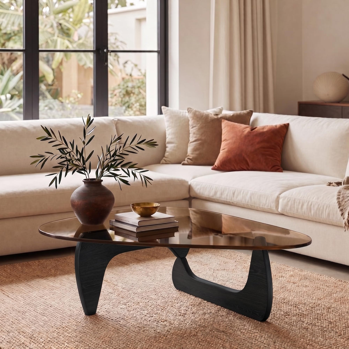 32" Black Tempered Glass Coffee Table B76547