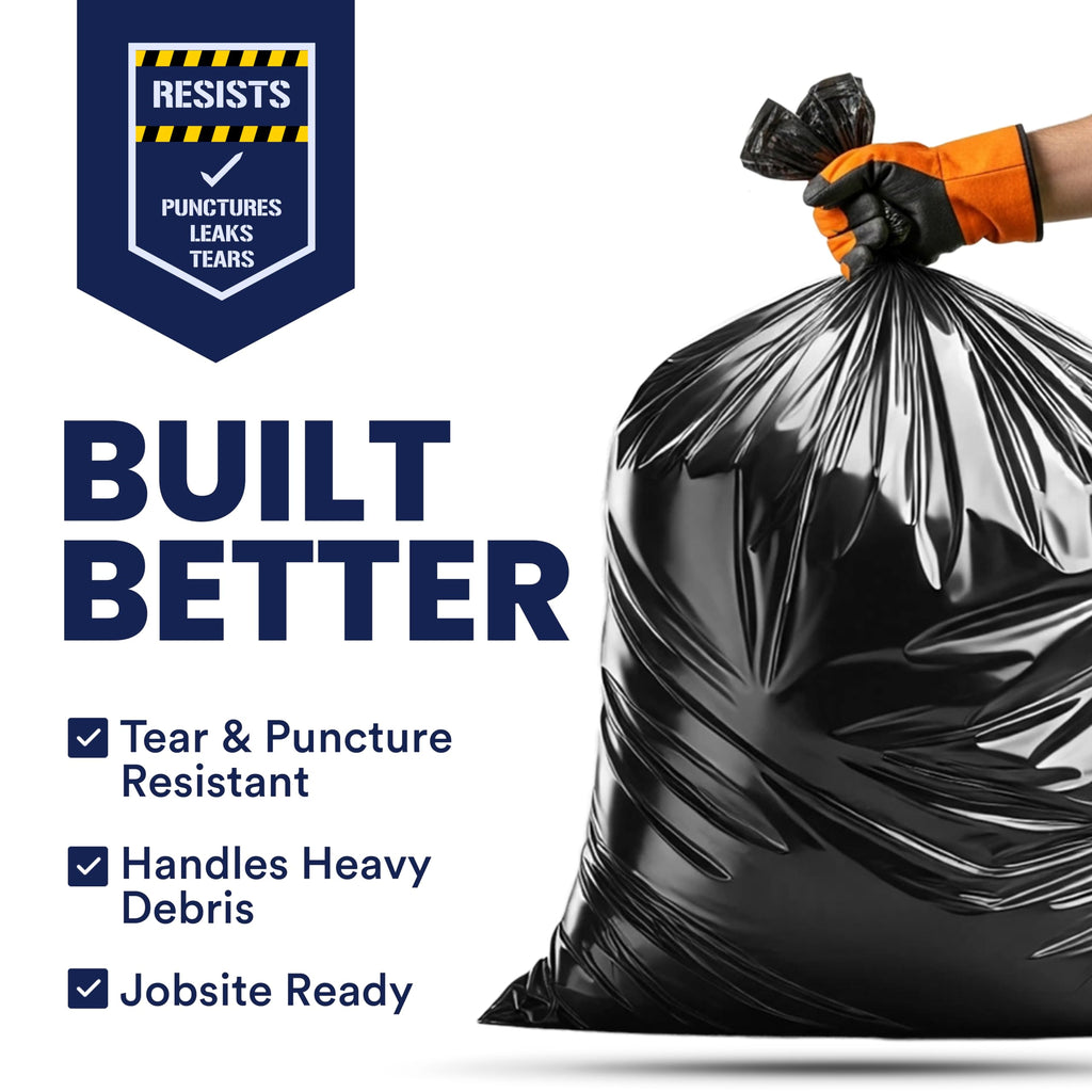 42 Gallon 3.0 Mil Black Heavy Duty Trash Bags 50 Count M80286