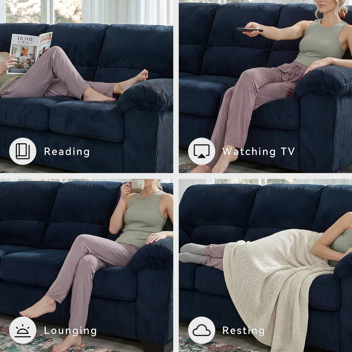 Navy Corduroy Sofa S56614