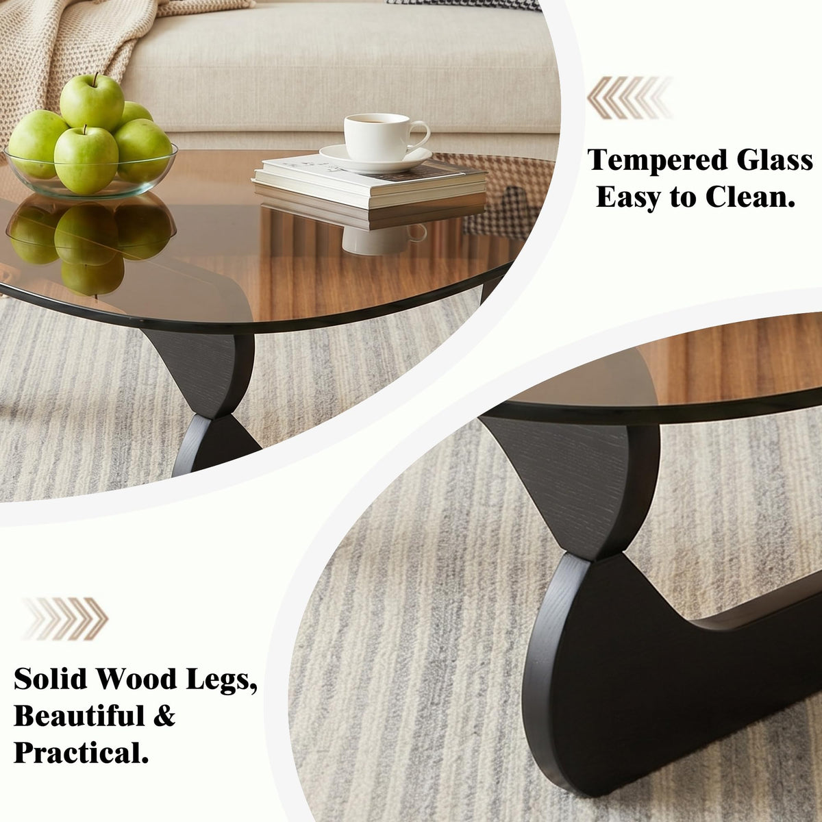 32" Black Tempered Glass Coffee Table B76547