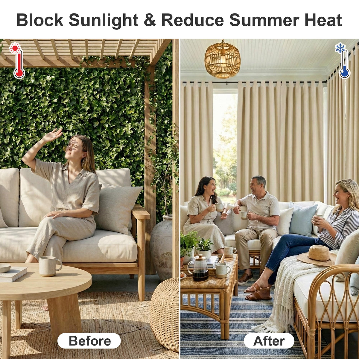Waterproof Outdoor Curtains 2 Panels O66998