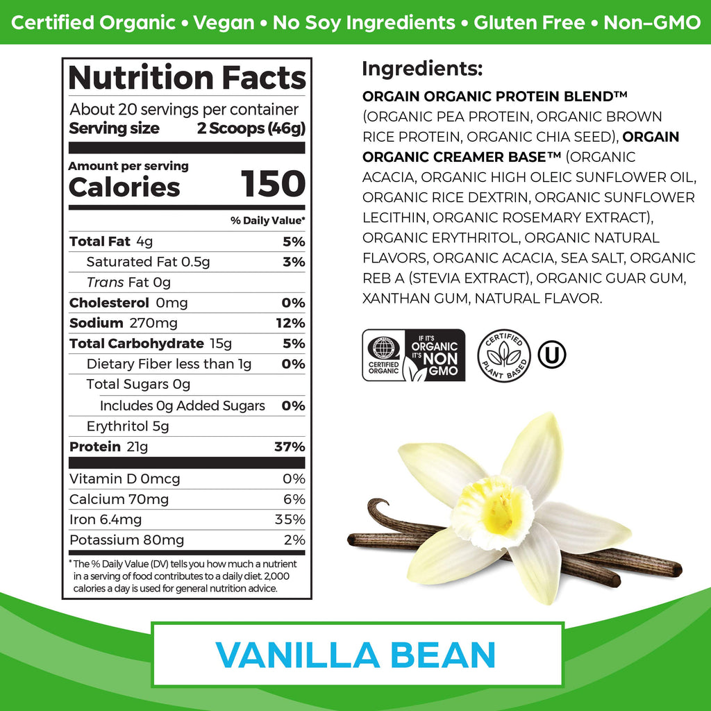 Organic Vegan Protein Powder Chocolate Peanut Butter and Vanilla Bean 4.06 Lbs I70391