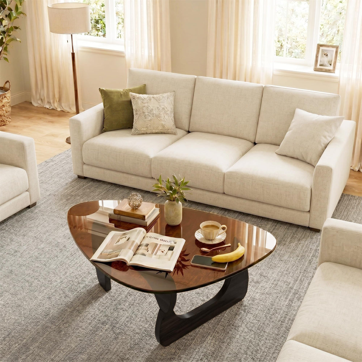 32" Black Tempered Glass Coffee Table B76547