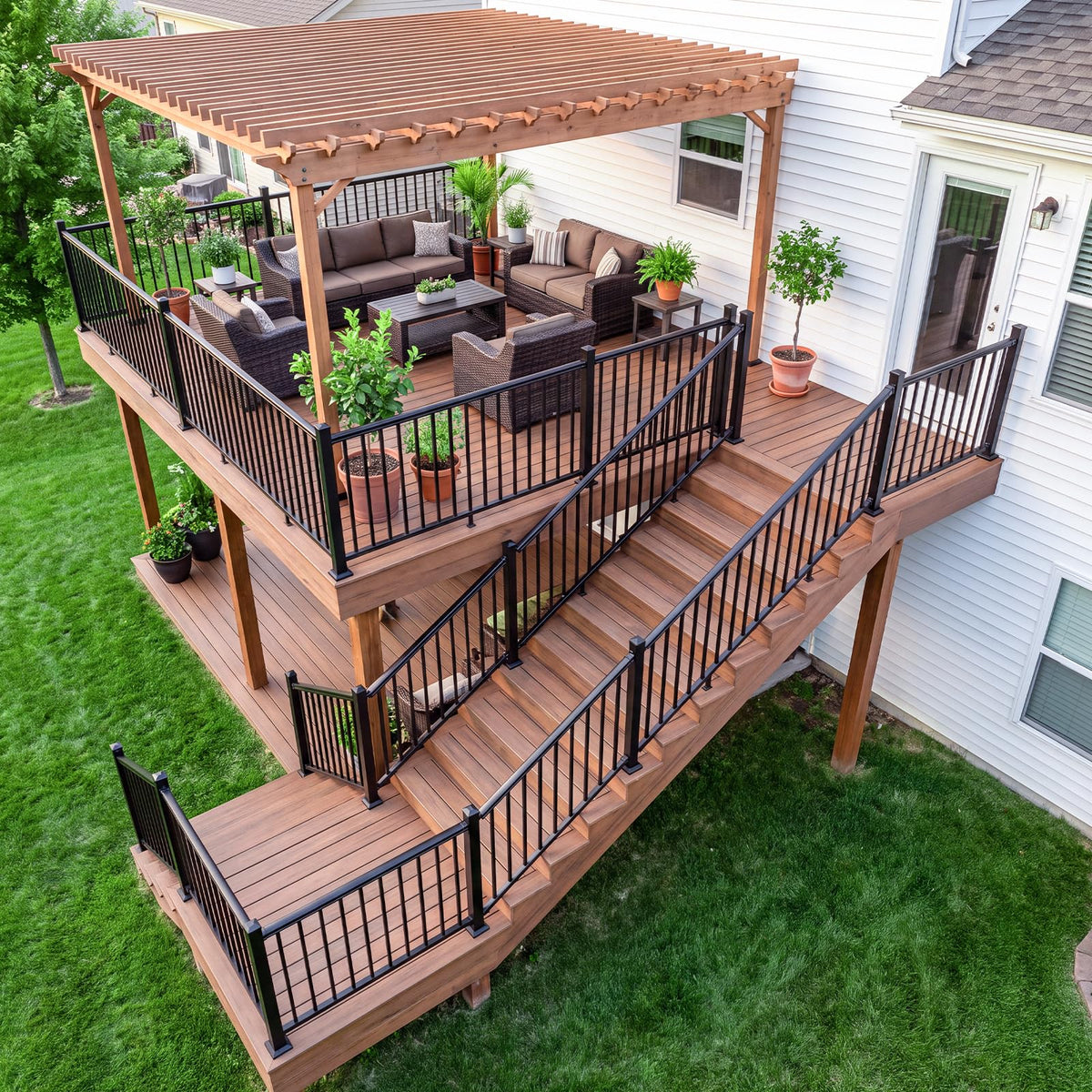 1 Pack 36 in x 6 ft Black Aluminum Stair Railing Kit L2266