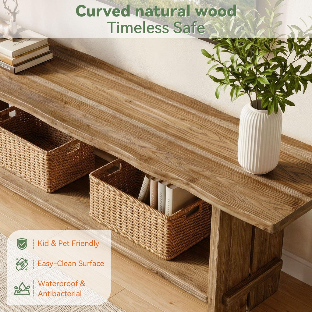 71" Solid Wood 2-Tier TV Stand L9126