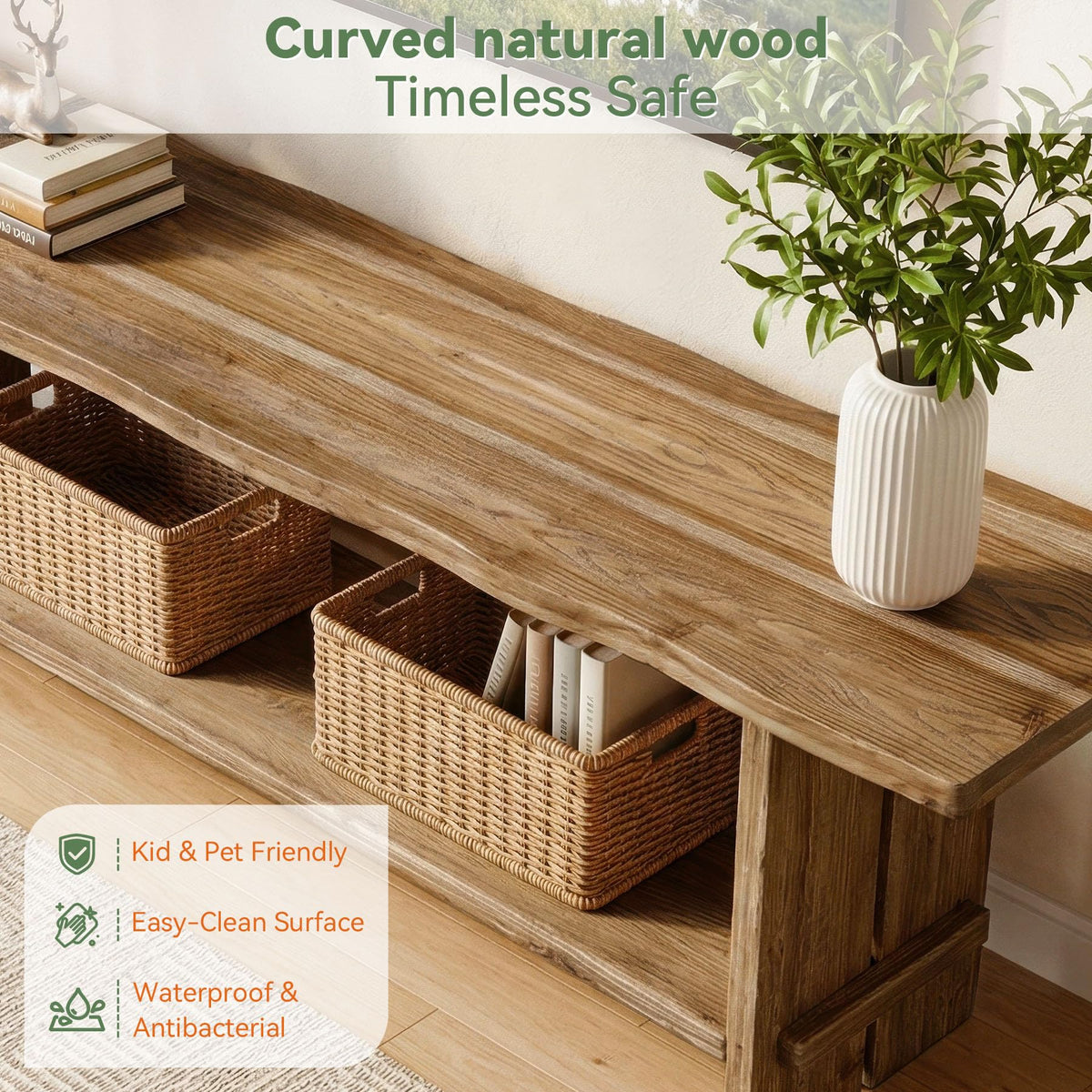 71" Solid Wood 2-Tier TV Stand L9126