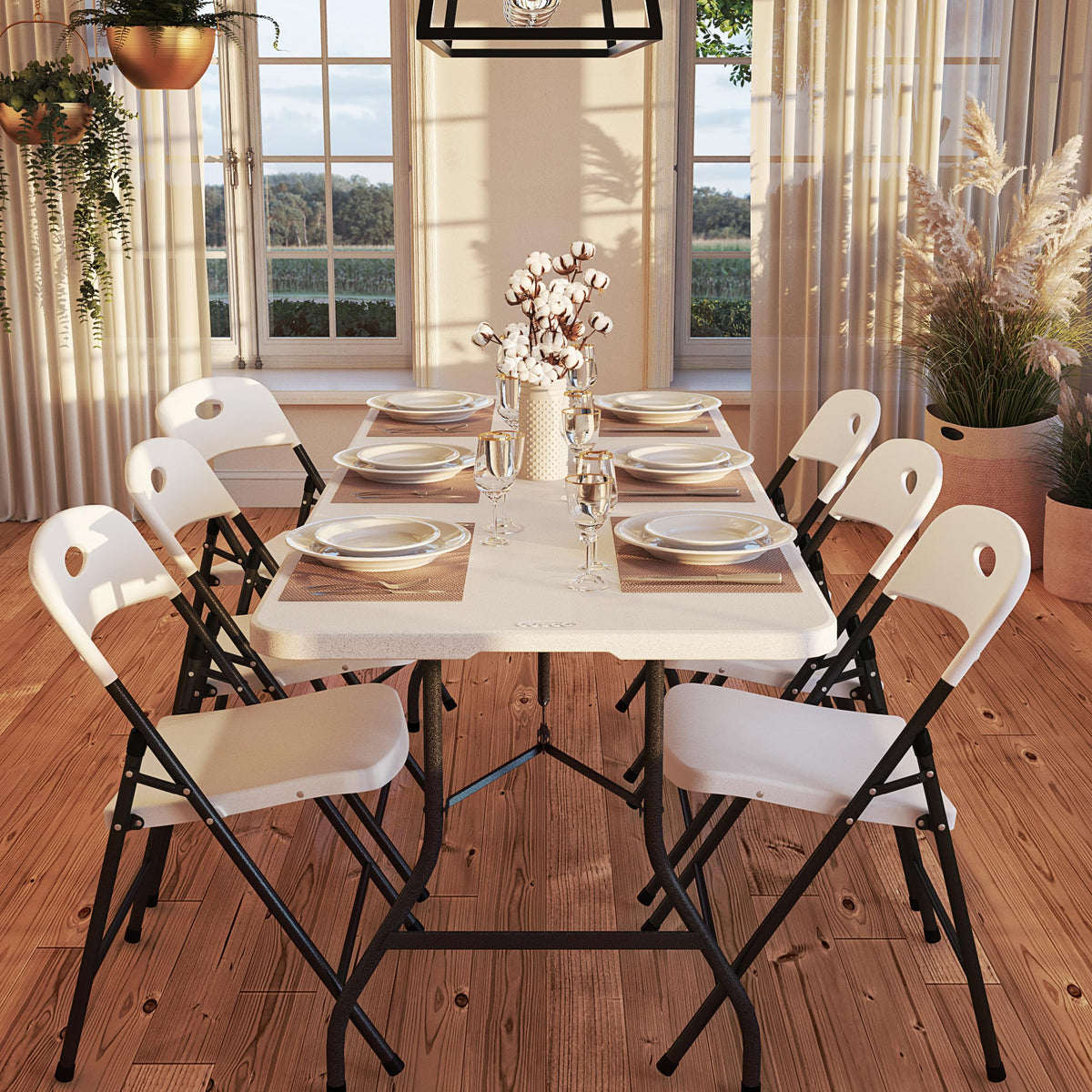 6ft White Blow Molded Folding Table B958