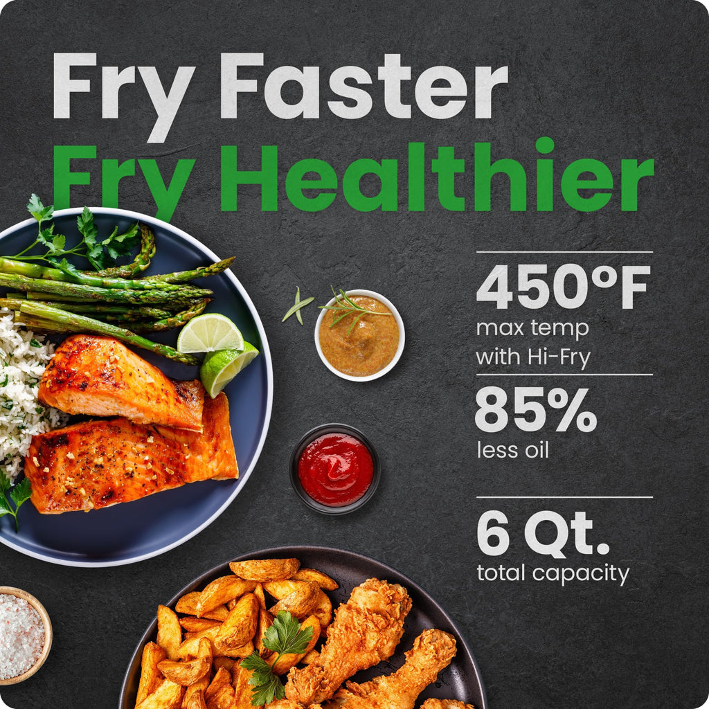 6 Qt 5-in-1 Nonstick Stainless Steel Air Fryer J1376